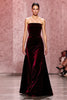 Load image into Gallery viewer, Dark Red Strapless Velvet A-Line Long Formal Dress
