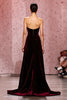 Load image into Gallery viewer, Dark Red Strapless Velvet A-Line Long Formal Dress