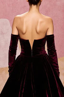 Load image into Gallery viewer, Dark Red Velvet Sweetheart A Line Long Formal Dress