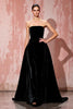 Load image into Gallery viewer, Simple Black A Line Strapless Long Velvet Formal Dress