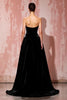 Load image into Gallery viewer, Simple Black A Line Strapless Long Velvet Formal Dress