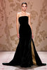 Load image into Gallery viewer, Simple Velvet Black Long Strapless Formal Dress with Slit