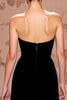 Load image into Gallery viewer, Simple Velvet Black Long Strapless Formal Dress with Slit