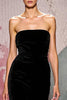 Load image into Gallery viewer, Simple Black Velvet Mermaid Strapless Long Formal Dress