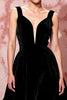 Load image into Gallery viewer, Simple Black Velvet A Line Long Formal Dress