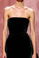 Load image into Gallery viewer, Simple Dark Green Velvet Strapless Long Formal Dress