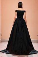 Load image into Gallery viewer, Black Off the Shoulder Corset Long Formal Dress with Slit