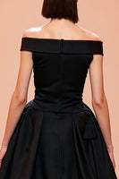 Load image into Gallery viewer, Black Off the Shoulder Corset Long Formal Dress with Slit