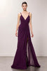 Load image into Gallery viewer, Purple Sheath Chiffon Ruched Long Formal Dress with Slit