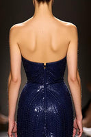 Load image into Gallery viewer, Sparkly Navy Sweetheart Sequin Mermaid Long Formal Dress