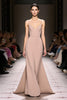 Load image into Gallery viewer, Simple Champagne Satin Backless Mermaid Long Formal Dress