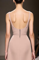Load image into Gallery viewer, Simple Champagne Satin Backless Mermaid Long Formal Dress