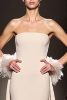 Load image into Gallery viewer, Simple Ivory Sheath Strapless Satin Backless Long Formal Dress