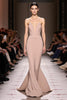 Load image into Gallery viewer, Simple Champagne Backless Mermaid Strapless Long Formal Dress