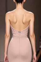 Load image into Gallery viewer, Simple Champagne Backless Mermaid Strapless Long Formal Dress