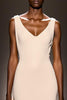 Load image into Gallery viewer, Simple Ivory V-Neck Satin Sheath Backless Long Formal Dress