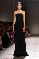 Load image into Gallery viewer, Simple Black Sheath Strapless Long Formal Dress