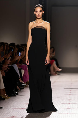 Simple Black Sheath Strapless Long Formal Dress