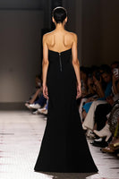 Load image into Gallery viewer, Simple Black Sheath Strapless Long Formal Dress