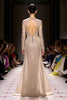 Load image into Gallery viewer, Sparkly Champagne Long Sleeves Mermaid Formal Dress with Zippers