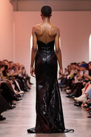 Load image into Gallery viewer, Sparkly Black Sequin Strapless Mermaid Long Formal Dress