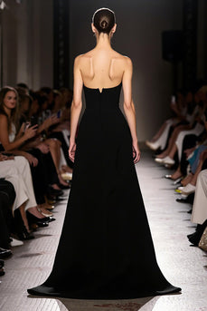 Simple Black Strapless Sheath Long Formal Dress