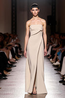 Load image into Gallery viewer, Simple Ivory Strapless Sheath Ruched Long Formal Dress with Slit