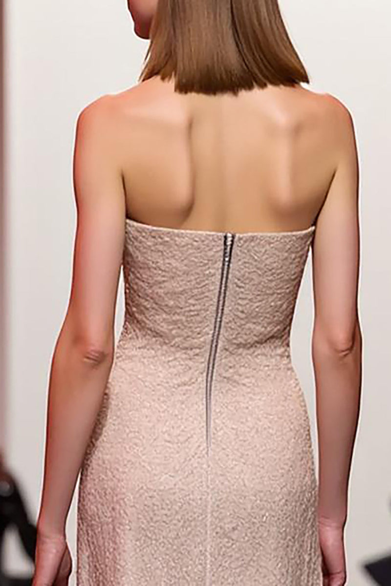 Load image into Gallery viewer, Sparkly Champagne Sequin Strapless Long Formal Dress with Slit