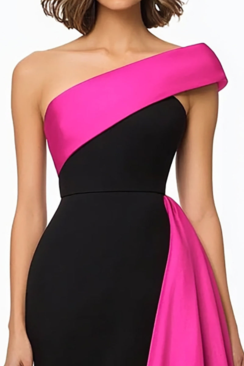 Load image into Gallery viewer, Black and White Mermaid Satin Long Formal Dress with Cape
