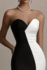 Load image into Gallery viewer, Black and White Sweetheart Satin Long Formal Dress with Slit
