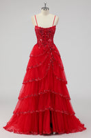 Load image into Gallery viewer, Lavender A Line Strapless Corset Tiered Formal Dress with Slit