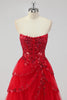 Load image into Gallery viewer, Lavender A Line Strapless Corset Tiered Formal Dress with Slit