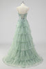 Load image into Gallery viewer, Lavender A Line Strapless Corset Tiered Formal Dress with Slit