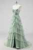 Load image into Gallery viewer, Lavender A Line Strapless Corset Tiered Formal Dress with Slit