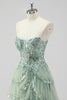 Load image into Gallery viewer, Lavender A Line Strapless Corset Tiered Formal Dress with Slit