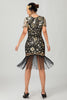 Load image into Gallery viewer, Sparkly Black Sequins Short Sleeves Flapper Dress with Fringes