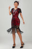 Load image into Gallery viewer, Sparkly Black Sequins Short Sleeves Flapper Dress with Fringes