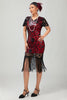 Load image into Gallery viewer, Sparkly Black Sequins Short Sleeves Flapper Dress with Fringes