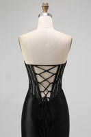 Load image into Gallery viewer, Sparkly Black Corset Mermaid Beaded Long Formal Dress with Slit