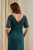 Load image into Gallery viewer, Pine V-Neck Ruched Sheath Midi Wedding Guest Dress with Lace