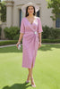 Load image into Gallery viewer, Candy Pink Sheath Deep V-Neck Midi Wedding Guest Dress