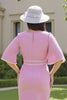 Load image into Gallery viewer, Candy Pink Sheath Deep V-Neck Midi Wedding Guest Dress