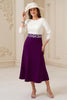 Load image into Gallery viewer, Navy A Line Boat Neck Midi Mother of the Bride Dress with Appliques