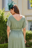 Load image into Gallery viewer, Eucalyptus Satin Sheath Boat Neck Long Wedding Guest Dress