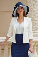 Load image into Gallery viewer, Navy 2 Pieces Satin Sheath Midi Mother of the Bride Dress