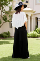 Load image into Gallery viewer, Black and White Sheath Chiffon Long Wedding Guest Dress