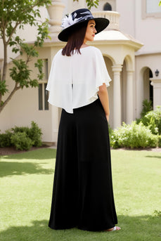 Black and White Sheath Chiffon Long Wedding Guest Dress