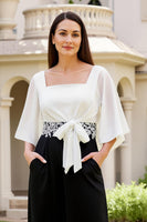 Load image into Gallery viewer, Black and White Sheath Chiffon Long Wedding Guest Dress