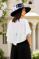 Load image into Gallery viewer, Black and White Sheath Chiffon Long Wedding Guest Dress