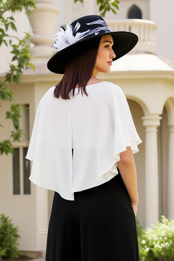 Black and White Sheath Chiffon Long Wedding Guest Dress
